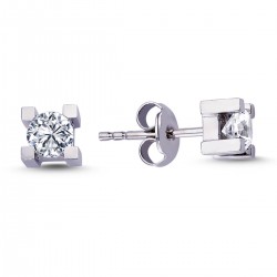 14k White Gold 0,54 Carat Diamond Solitaire Earrings 3030005