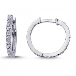 14k White Gold Diamond Hoop Earrings 3030015