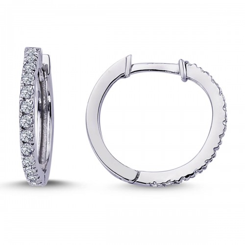 14k White Gold Diamond Hoop Earrings 3030015