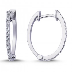 14k White Gold Diamond Oval Hoop Earrings 3030018