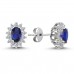 14k White Gold Diamond Oval Sapphire Anturaj Earrings 3030022