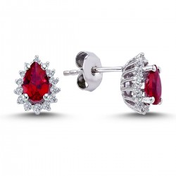 14k White Gold Diamond Drop Ruby Anturage Earrings 3040015