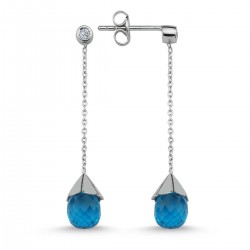 14k White Gold Drop Topaz Stone Dangling Earrings 3040036