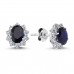 14k White Gold Diamond Oval Sapphire Anturage Earrings 3050007