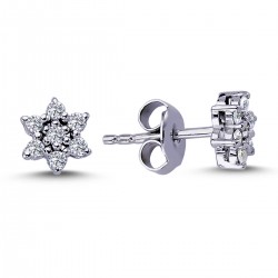 14k White Gold Diamond Flower Earrings 3070012