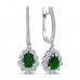 14k White Gold Diamond Drop Emerald Anthurage Earrings 3070015