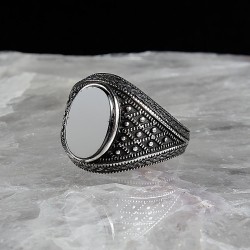 925 Sterling Silver Onyx Stone Men Ring