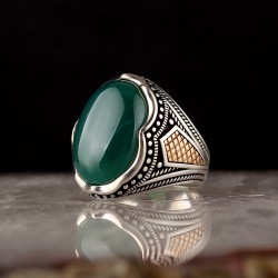 Akik Taşlı 925 Ayar Gümüş Yüzük