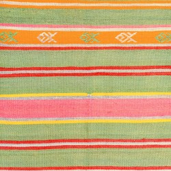 Vintage Turkish Multi-Colored Wool Green Runner, 1970s