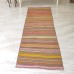 Vintage Turkish Multi-Colored Wool Fethiye Bantası Striped Kilim Runner 1980s