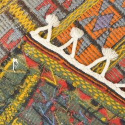 Vintage Turkish Multicolored Wool Bohemian Embroidered Kilim 1955s