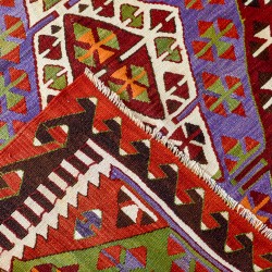 Vintage Handmade Turkish Denizli Kilim Rug 1950s