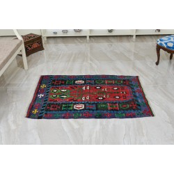 Authentic Vintage Turkish Eşme Kilim Rug 1940s