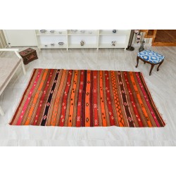 Vintage Turkish Striped Woolen Antalya Carpet 1950s