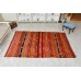 Vintage Turkish Striped Woolen Antalya Carpet 1950s