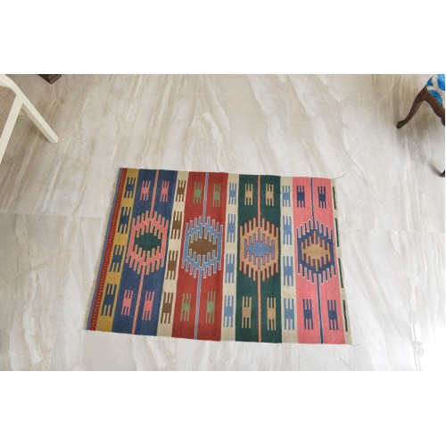 Vintage Turkish Wool Kilim Rug 1970s