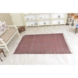 Vintage Turkish Minimalistic Woolen Carpet with Geometric Pattern 1950s