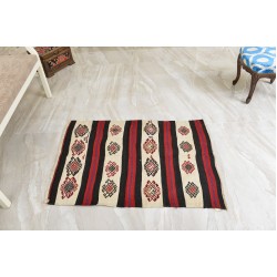 Authentic Vintage Konya Cicim Embroidred Kilim Rug 1950s