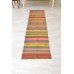 Vintage Green Striped Kilim Runner 1970s