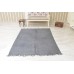 Vintage Turkish Minimalistic Solid Gray Woolen Carpet 1980s