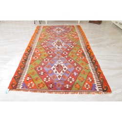 Vintage Handmade Turkish Denizli Kilim Rug 1950s