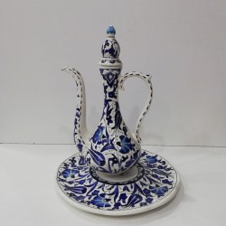 30 cm Delicate Jug Blue White Herbal Patterned