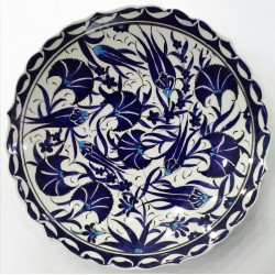 25 cm Plate Blue White Herbal Patterned