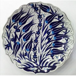 25 cm Plate Blue White Herbal Patterned