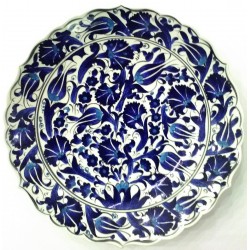 25 cm Plate Blue White Herbal Patterned