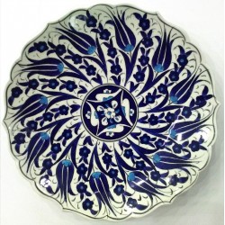 25 cm Plate Blue White Herbal Patterned