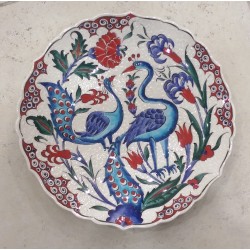 25 cm Plate Colorful Peacock and Herbal Pattern