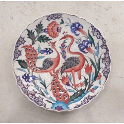 25 cm Plate Colorful Peacock and Herbal Pattern