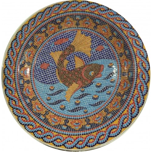 65 cm Plate Mosaic Fish Pattern