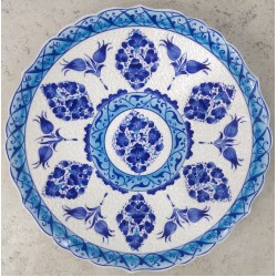 30 cm Plate Blue Color Herbal Pattern