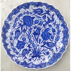 30 cm Plate Blue Color Herbal Pattern