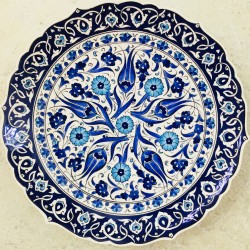 30 cm Plate Blue Color Herbal Pattern