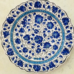 30 cm Plate Blue Color Herbal Pattern