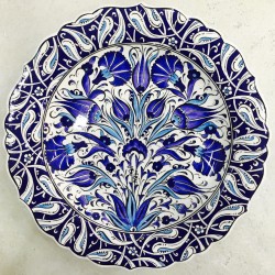 30 cm Plate Blue Color Herbal Pattern