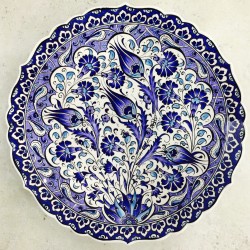 30 cm Plate Blue Color Herbal Pattern