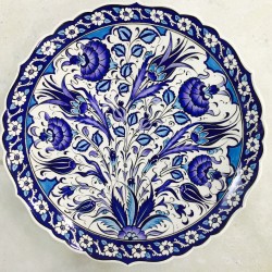 30 cm Plate Blue Color Herbal Pattern