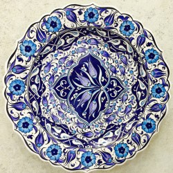 30 cm Plate Blue Color Herbal Pattern