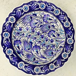 30 cm Plate Blue Color Herbal Pattern