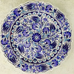 30 cm Plate Blue Color Herbal Pattern