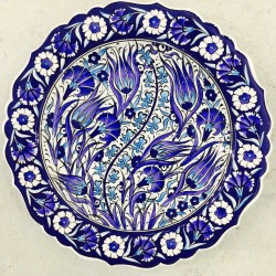 30 cm Plate Blue Color Herbal Pattern