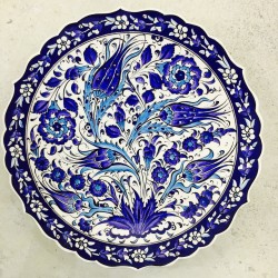 30 cm Plate Blue Color Herbal Pattern