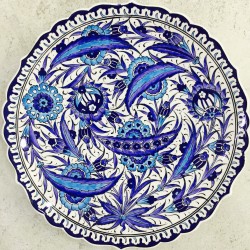 30 cm Plate Blue Color Herbal Pattern