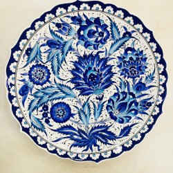 30 cm Plate Blue Color Herbal Pattern