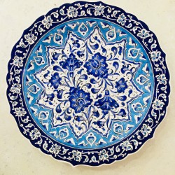 30 cm Plate Blue Color Herbal Pattern