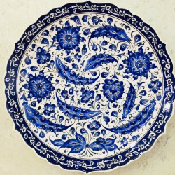 30 cm Plate Blue Color Herbal Pattern