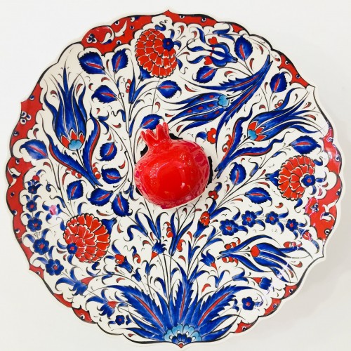 30 cm Plate Colorful Herbal Design and Pomegranate